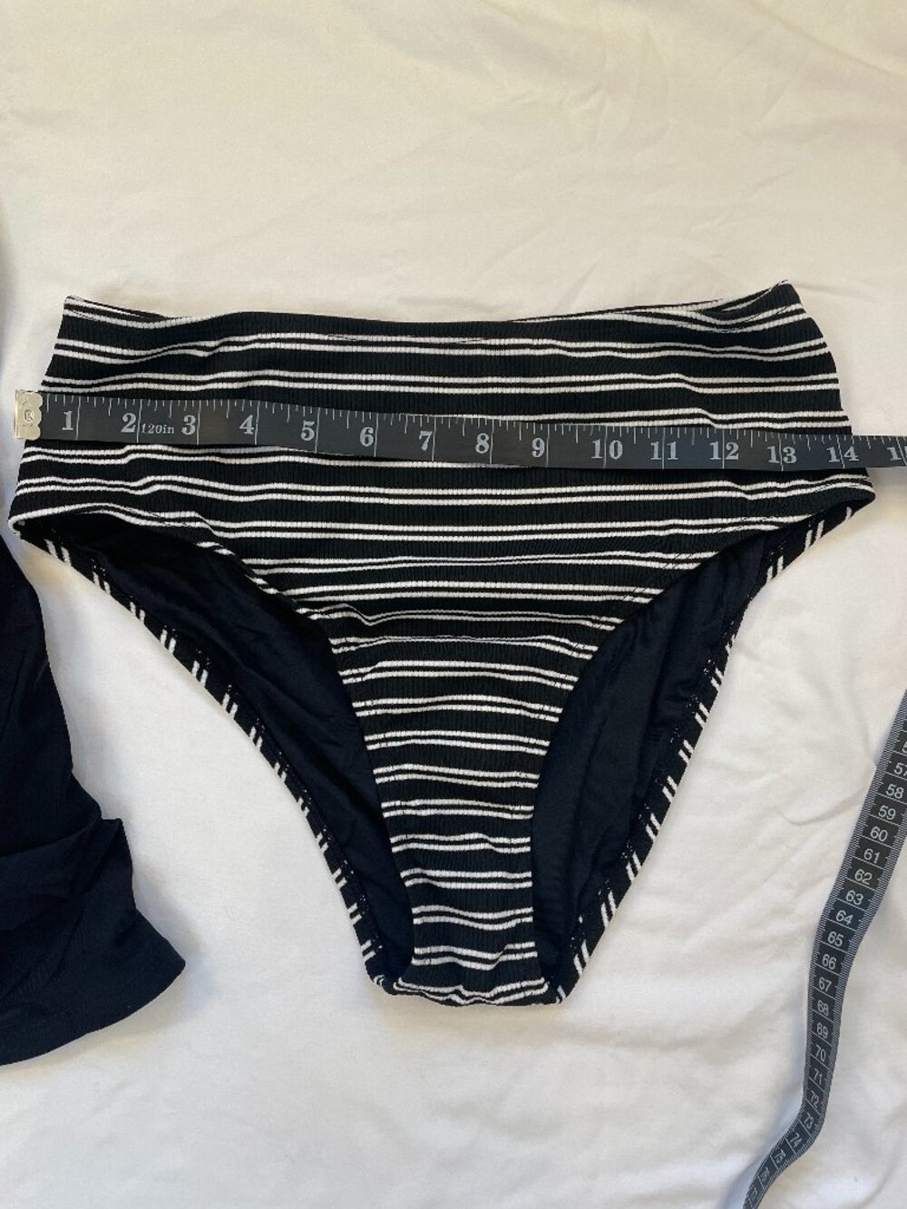 Cupshe Black Plunging Tankini Top & Striped Bottoms Set - Picture 5 of 8